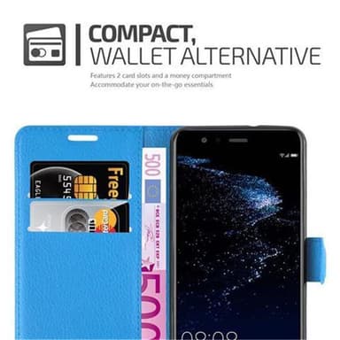 Huawei P10 LITE Suojakuori Lompakkokotelo (Sininen)