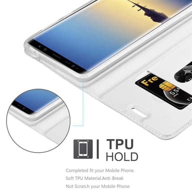 Samsung Galaxy NOTE 8 Suojakuori Lompakkokotelo (Hopea)
