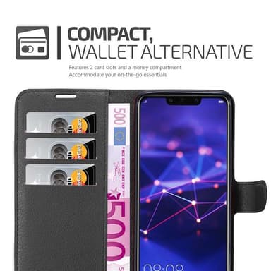 Huawei MATE 20 LITE Suojakuori Lompakkokotelo (Musta)