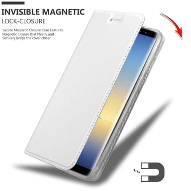 Samsung Galaxy NOTE 8 Suojakuori Lompakkokotelo (Hopea)