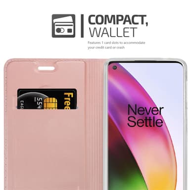 OnePlus 8 Suojakuori Lompakkokotelo (Vaaleanpunainen)