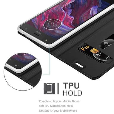 Motorola MOTO X4 Suojakuori Lompakkokotelo (Musta)