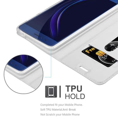 Honor 8 / 8 PREMIUM Suojakuori Lompakkokotelo (Hopea)