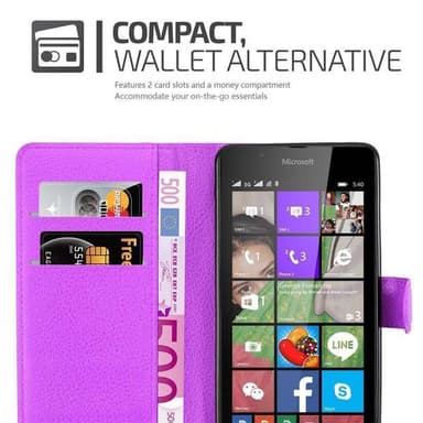 Nokia Lumia 540 Suojakuori Lompakkokotelo (Violetti)