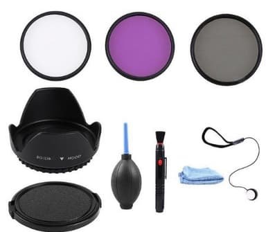 9 pakkauksen kameran suodatinsarja UV CPL FLD -suodattimella Musta 55 mm