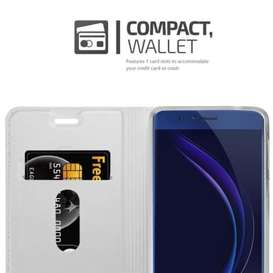 Honor 8 / 8 PREMIUM Suojakuori Lompakkokotelo (Hopea)