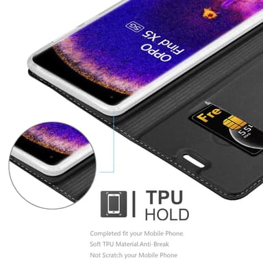 Oppo FIND X5 Suojakuori Lompakkokotelo (Musta)