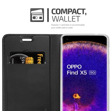 Oppo FIND X5 Suojakuori Lompakkokotelo (Musta)