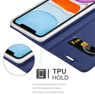 iPhone 11 Suojakuori Lompakkokotelo (Sininen)