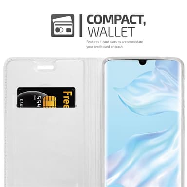Huawei P30 PRO Suojakuori Lompakkokotelo (Hopea)