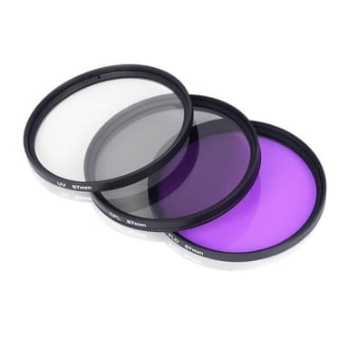 9 pakkauksen kameran suodatinsarja UV CPL FLD -suodattimella Musta 55 mm