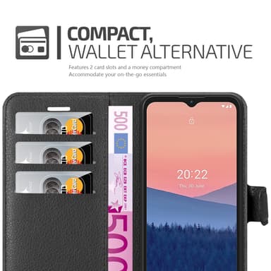 Nokia C21 Suojakuori Lompakkokotelo (Musta)
