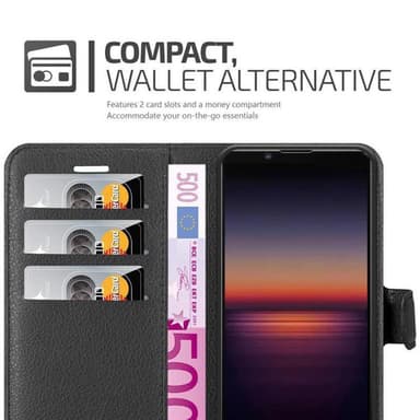 Sony Xperia 1 II Suojakuori Lompakkokotelo (Musta)