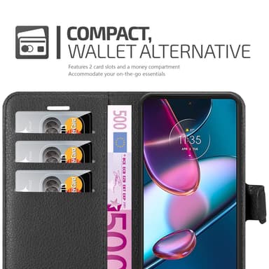 Motorola EDGE+ Suojakuori Lompakkokotelo (Musta)