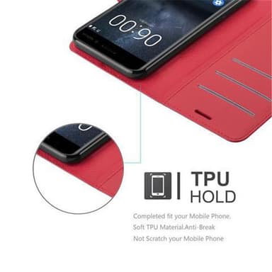 Nokia 6 2017 Suojakuori Lompakkokotelo (Punainen)