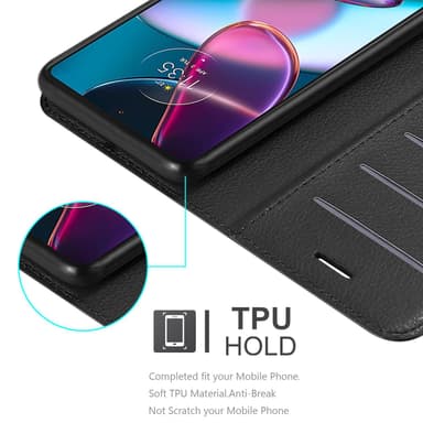 Motorola EDGE+ Suojakuori Lompakkokotelo (Musta)