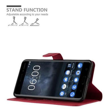Nokia 6 2017 Suojakuori Lompakkokotelo (Punainen)