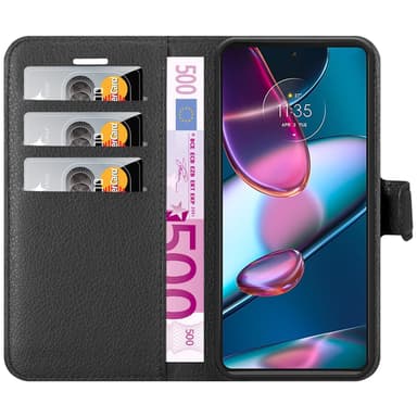 Motorola EDGE+ Suojakuori Lompakkokotelo (Musta)