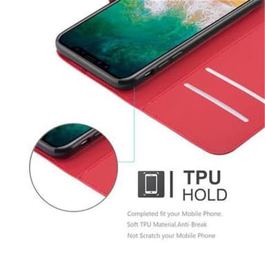 iPhone X / XS Suojakuori Lompakkokotelo (Punainen)