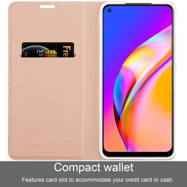 Oppo A94 5G Suojakuori Lompakkokotelo (Vaaleanpunainen)