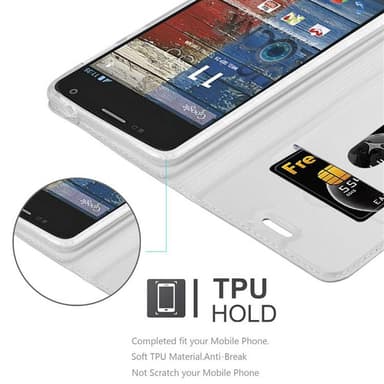 Motorola MOTO G2 Suojakuori Lompakkokotelo (Hopea)