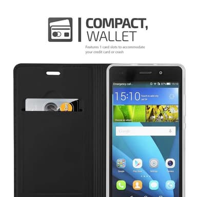 Huawei P8 LITE 2015 Suojakuori Lompakkokotelo (Musta)