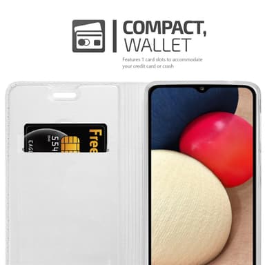 Samsung Galaxy A02s Suojakuori Lompakkokotelo (Hopea)