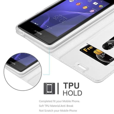 Sony Xperia E3 Suojakuori Lompakkokotelo (Hopea)