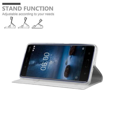 Nokia 8 2017 Suojakuori Lompakkokotelo (Hopea)
