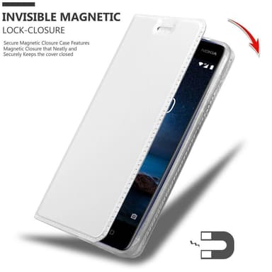 Nokia 8 2017 Suojakuori Lompakkokotelo (Hopea)
