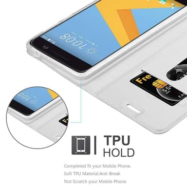 HTC ONE M10 Suojakuori Lompakkokotelo (Hopea)