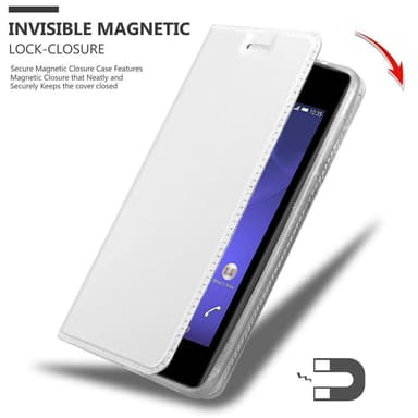 Sony Xperia E3 Suojakuori Lompakkokotelo (Hopea)