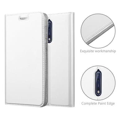 Nokia 8 2017 Suojakuori Lompakkokotelo (Hopea)