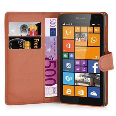 Nokia Lumia 535 Suojakuori Lompakkokotelo (Ruskea)