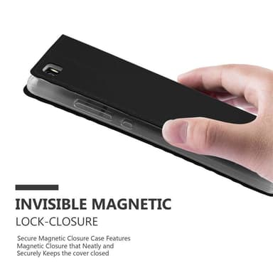 Huawei P8 LITE 2015 Suojakuori Lompakkokotelo (Musta)