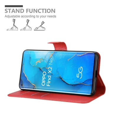 Oppo FIND X2 NEO Suojakuori Lompakkokotelo (Punainen)