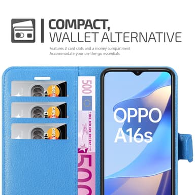 Oppo A16s / A54s Suojakuori Lompakkokotelo (Sininen)