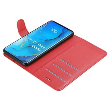 Oppo FIND X2 NEO Suojakuori Lompakkokotelo (Punainen)