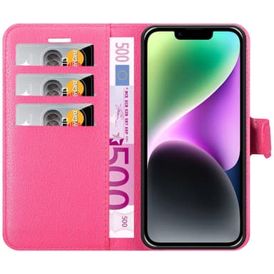 iPhone 14 Suojakuori Lompakkokotelo (Vaaleanpunainen)