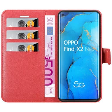 Oppo FIND X2 NEO Suojakuori Lompakkokotelo (Punainen)