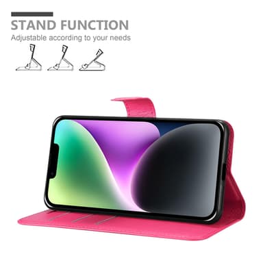 iPhone 14 Suojakuori Lompakkokotelo (Vaaleanpunainen)