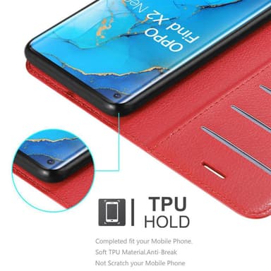 Oppo FIND X2 NEO Suojakuori Lompakkokotelo (Punainen)