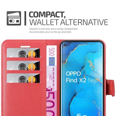 Oppo FIND X2 NEO Suojakuori Lompakkokotelo (Punainen)
