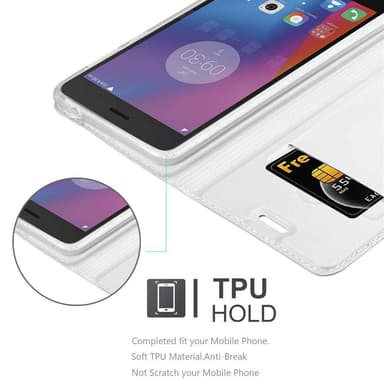 Lenovo K6 / K6 POWER Suojakuori Lompakkokotelo (Hopea)