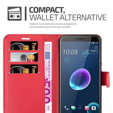 HTC Desire 12 Suojakuori Lompakkokotelo (Punainen)