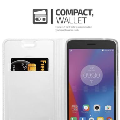 Lenovo K6 / K6 POWER Suojakuori Lompakkokotelo (Hopea)
