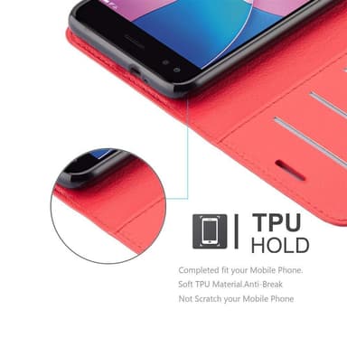 Huawei Enjoy 7 Suojakuori Lompakkokotelo (Punainen)