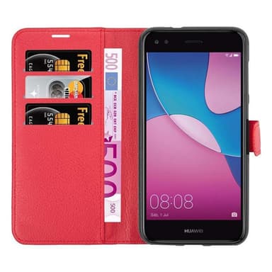 Huawei Enjoy 7 Suojakuori Lompakkokotelo (Punainen)