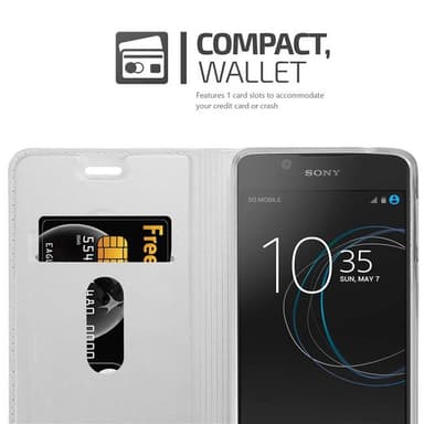 Sony Xperia L1 Suojakuori Lompakkokotelo (Hopea)