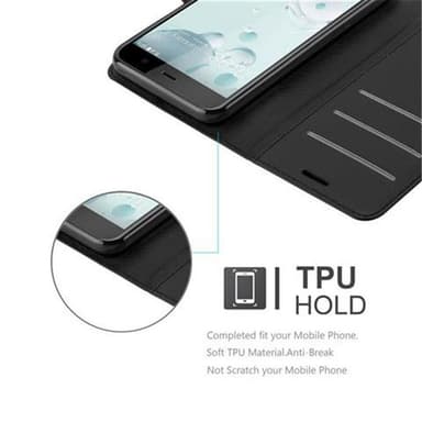 HTC U PLAY Suojakuori Lompakkokotelo (Musta)